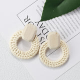 AENSOA Multiple 2019 Korea Handmade Bamboo Braid Pendent Drop Earrings New Fashion Rattan Vine Knit Long Earrings For Women Girl
