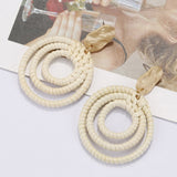 AENSOA Multiple 2019 Korea Handmade Bamboo Braid Pendent Drop Earrings New Fashion Rattan Vine Knit Long Earrings For Women Girl