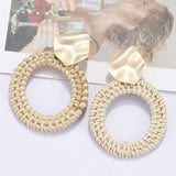 AENSOA Multiple 2019 Korea Handmade Bamboo Braid Pendent Drop Earrings New Fashion Rattan Vine Knit Long Earrings For Women Girl