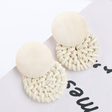 AENSOA Multiple 2019 Korea Handmade Bamboo Braid Pendent Drop Earrings New Fashion Rattan Vine Knit Long Earrings For Women Girl