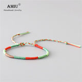 AMIU Handmade Waterproof Woven Wax Thread Wrap Bracelet Simple Rope Knot Bracelet Friendship Bracelet for Men and Women