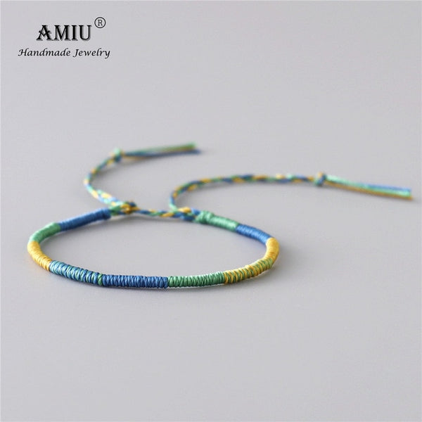 AMIU Handmade Waterproof Woven Wax Thread Wrap Bracelet Simple Rope Knot Bracelet Friendship Bracelet for Men and Women