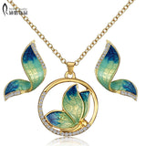 Animal Butterfly Jewelry sets Wedding Necklace Earrings Jewelry Sets Imitation pearls enamel necklace earring set for women