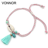 Anklets for Women Girls Foot Jewelry Holiday Beach Barefoot Sandals Bracelet on the leg Ankle strap Bohemian Shell Tassel Anklet