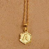 Anniyo A-Z Letters Gold Color Charm Pendant Necklaces for Women Girls English Initial Alphabet Chain Jewelry Best Gifts #114006