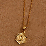 Anniyo A-Z Letters Gold Color Charm Pendant Necklaces for Women Girls English Initial Alphabet Chain Jewelry Best Gifts #114006
