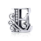 BAMOER 2019 NEW 925 Sterling Silver Vintage A to Z Clear CZ 26 Letter Alphabe Bead Charms Fit Bracelets DIY Jewelry BSC030
