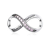 BAMOER Big Charms Real Sterling Silver 925 Infinity Family Forever Clear Crystal Charm for Original 925 Brand Bracelet SCC1146
