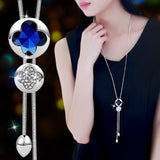 BYSPT Collier Femme Long Gray Crystal Necklaces & Pendants for Women Round Statement Necklace Maxi Colar Chain Fashion Jewelry