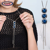 BYSPT Zircon Black Rose Flower Long Necklace Sweater Chain Fashion Metal Chain Crystal Flower Pendant Necklaces Adjusted