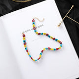 Bohemian Handmade Rainbow Beads Choker Necklace Boho Candy Color Bead Satellite Necklace Women Fashion Jewelry