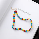Bohemian Handmade Rainbow Beads Choker Necklace Boho Candy Color Bead Satellite Necklace Women Fashion Jewelry