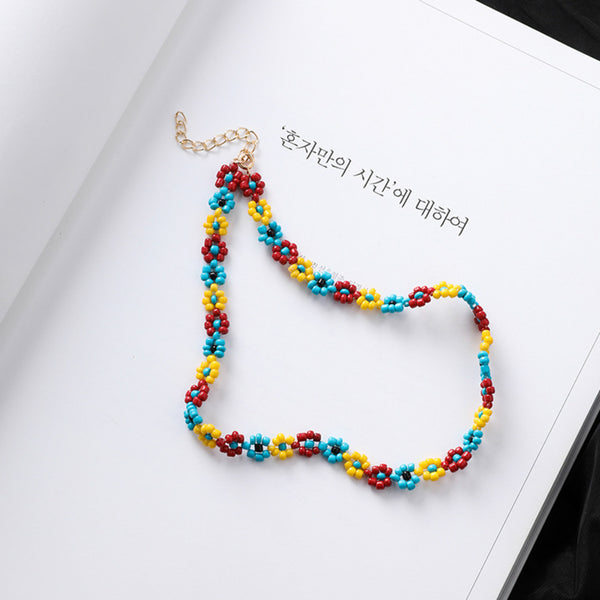 Bohemian Handmade Rainbow Beads Choker Necklace Boho Candy Color Bead Satellite Necklace Women Fashion Jewelry