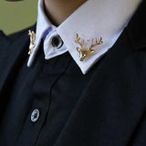 Bovvsky 1Pair Small Brooch Pin mini crown deer button brooch Unisex Maple Leaf Lapel Pins Suit Shirt Collar Jewelry Accessories