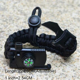Bracelet For Men Outdoor Camping Rescue Paracord Survival Parachute Cord Multifunctional Braided Rope Adjustable Knife Whistle