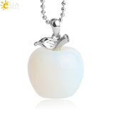 CSJA Hot Sale Apple Natural Stone Pendant Quartz Bead Crystal Pendants Necklace Fashion Jewelry for Women Girls Lovely Gift G046