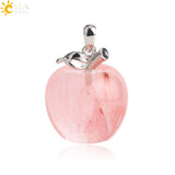 CSJA Hot Sale Apple Natural Stone Pendant Quartz Bead Crystal Pendants Necklace Fashion Jewelry for Women Girls Lovely Gift G046