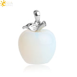 CSJA Hot Sale Apple Natural Stone Pendant Quartz Bead Crystal Pendants Necklace Fashion Jewelry for Women Girls Lovely Gift G046