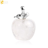 CSJA Hot Sale Apple Natural Stone Pendant Quartz Bead Crystal Pendants Necklace Fashion Jewelry for Women Girls Lovely Gift G046