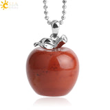 CSJA Hot Sale Apple Natural Stone Pendant Quartz Bead Crystal Pendants Necklace Fashion Jewelry for Women Girls Lovely Gift G046