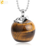 CSJA Hot Sale Apple Natural Stone Pendant Quartz Bead Crystal Pendants Necklace Fashion Jewelry for Women Girls Lovely Gift G046