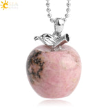 CSJA Hot Sale Apple Natural Stone Pendant Quartz Bead Crystal Pendants Necklace Fashion Jewelry for Women Girls Lovely Gift G046