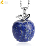 CSJA Hot Sale Apple Natural Stone Pendant Quartz Bead Crystal Pendants Necklace Fashion Jewelry for Women Girls Lovely Gift G046