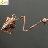 CSJA Metal Pendulum Pendulo Radiestesia Pendulums for Dowsing Spiral Cone Antique Gold Silver Color Pyramid Pendule Reiki G163