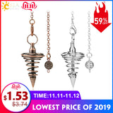 CSJA Metal Pendulum Pendulo Radiestesia Pendulums for Dowsing Spiral Cone Antique Gold Silver Color Pyramid Pendule Reiki G163