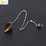 CSJA Small Size Reiki Healing Pendulums Natural Stones Pendant Amulet Crystal Meditation Hexagonal Pendulum for Men Women F366