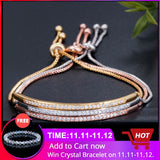 CWWZircons Adjustable Bracelet Bangle for Women Captivate Bar Slider Brilliant CZ Rose Gold Color Jewelry Pulseira Feminia CB089