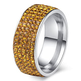 Chanfar 5 Rows Crystal Stainless Steel Ring Women for  Elegant Full Finger Love Wedding Engagement Rings Jewelry Men