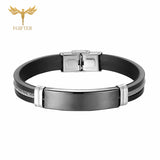 Cool Men's Health Bracelet Stainless Steel Silicone Bracelets with Chain Men Accessories Jewelry Rubber Wristband