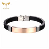 Cool Men's Health Bracelet Stainless Steel Silicone Bracelets with Chain Men Accessories Jewelry Rubber Wristband