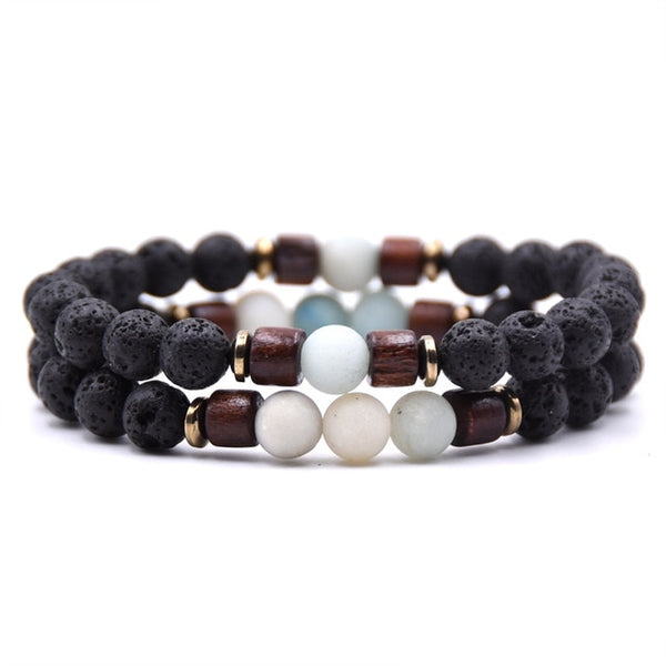 Couple bracelet set natural Stone bracelet/beads/lava/homme/fashion/bangles Bracelet Men Wooden bead mala bracelets Accessorie J
