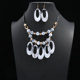 Crazy Feng Luxury AcrylicWedding Jewelry Sets For Women Red Blue Long Round Tassel Pendant Necklace Drop Earrings Sets Gift