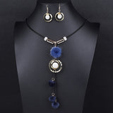 Crazy Feng Luxury AcrylicWedding Jewelry Sets For Women Red Blue Long Round Tassel Pendant Necklace Drop Earrings Sets Gift