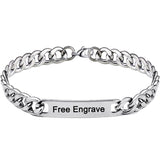 Custom Name ID Bar Bracelet Gold Stainless Steel Chain Bracelets For Men Hip Hop Personalize Jewelry Party Gift