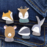 Cute Cartoon Animal Brooches for Women Creative Fox Rabbit Bear Deer Jewelry Enamel Pin Denim Jackets Collar Badge Pins Button