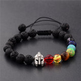 DOUVEI Drop Shipping Roman Knight Spartan Warrior Gladiator Helmet Bracelet Men Stone Bead Bracelet Mala Yoga Elastic Bracelet