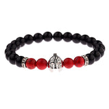 DOUVEI Drop Shipping Roman Knight Spartan Warrior Gladiator Helmet Bracelet Men Stone Bead Bracelet Mala Yoga Elastic Bracelet