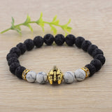DOUVEI Drop Shipping Roman Knight Spartan Warrior Gladiator Helmet Bracelet Men Stone Bead Bracelet Mala Yoga Elastic Bracelet