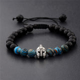 DOUVEI Drop Shipping Roman Knight Spartan Warrior Gladiator Helmet Bracelet Men Stone Bead Bracelet Mala Yoga Elastic Bracelet