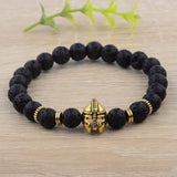 DOUVEI Drop Shipping Roman Knight Spartan Warrior Gladiator Helmet Bracelet Men Stone Bead Bracelet Mala Yoga Elastic Bracelet