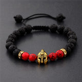 DOUVEI Drop Shipping Roman Knight Spartan Warrior Gladiator Helmet Bracelet Men Stone Bead Bracelet Mala Yoga Elastic Bracelet