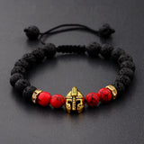 DOUVEI Drop Shipping Roman Knight Spartan Warrior Gladiator Helmet Bracelet Men Stone Bead Bracelet Mala Yoga Elastic Bracelet