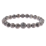 DOUVEI Round Black CZ Zircon Pave Lava Weaving Bracelet Men Beads Weaving Bracelet Homme Adjustable Dropshipping ABL005