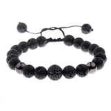 DOUVEI Round Black CZ Zircon Pave Lava Weaving Bracelet Men Beads Weaving Bracelet Homme Adjustable Dropshipping ABL005