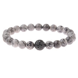 DOUVEI Round Black CZ Zircon Pave Lava Weaving Bracelet Men Beads Weaving Bracelet Homme Adjustable Dropshipping ABL005