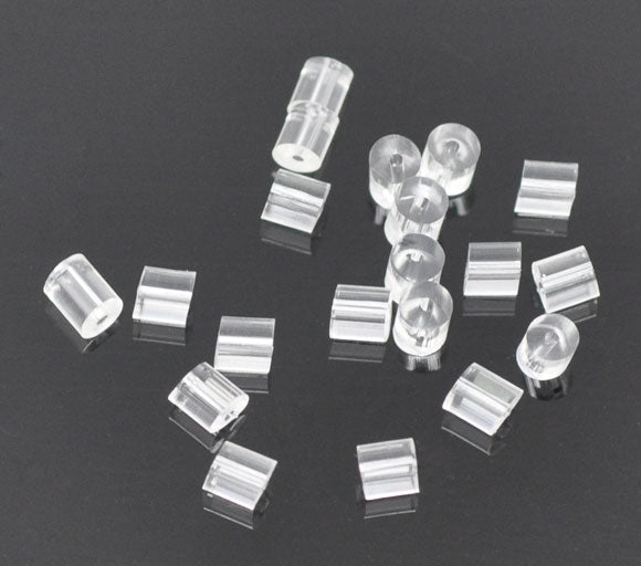 DoreenBeads Rubber Earring Components Post Stopper Cylinder Transparent 3mm(1/8")x 3mm(1/8"),150 PCs
